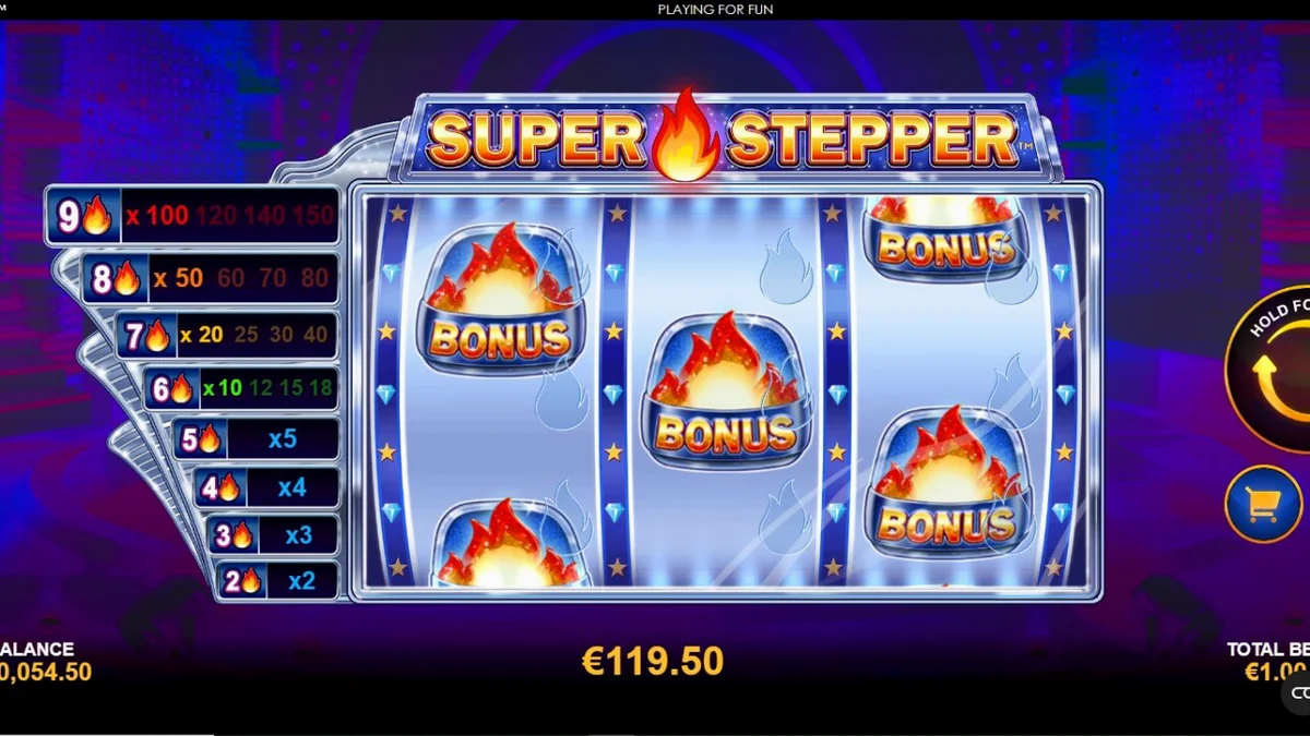 Super Stepper slot game neon interface